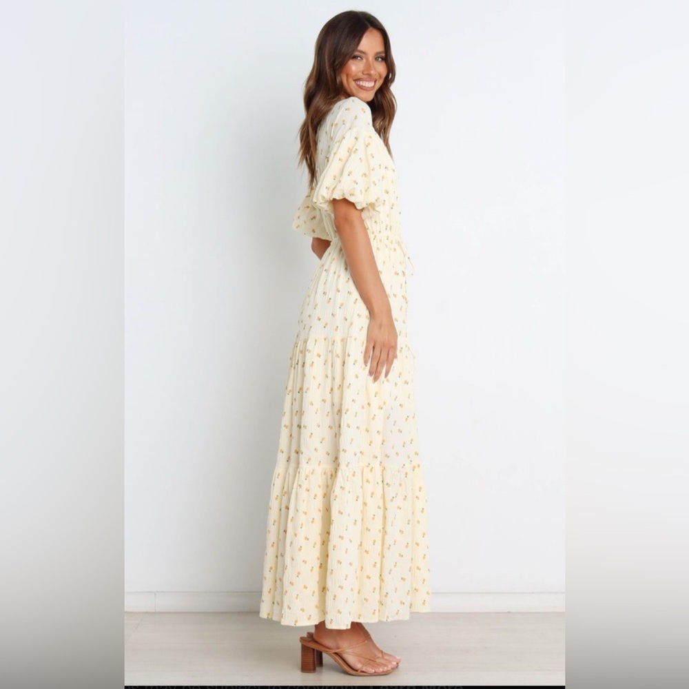 Petal and Pup Spring Yellow Maxi Dress Cottage Core Whimsical Size 8 Easter